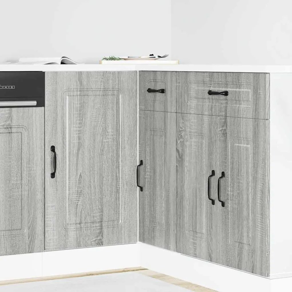 vidaXL Armário baixo cozinha Kalmar madeira engenharia sonoma cinzento