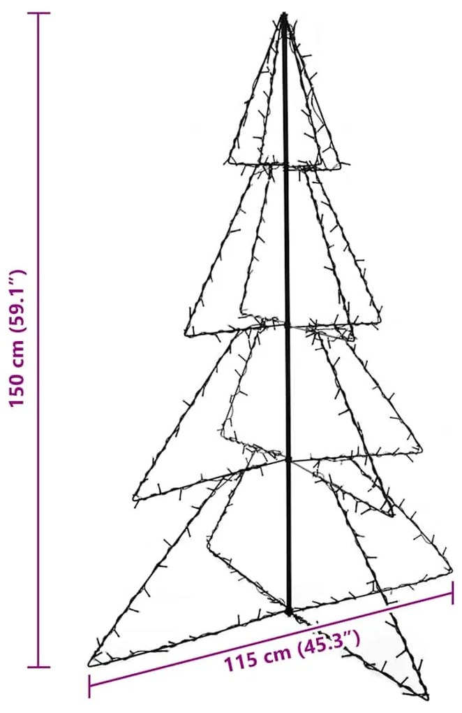 Árvore de Natal em cone 240 LEDs 115x150 cm interior e exterior