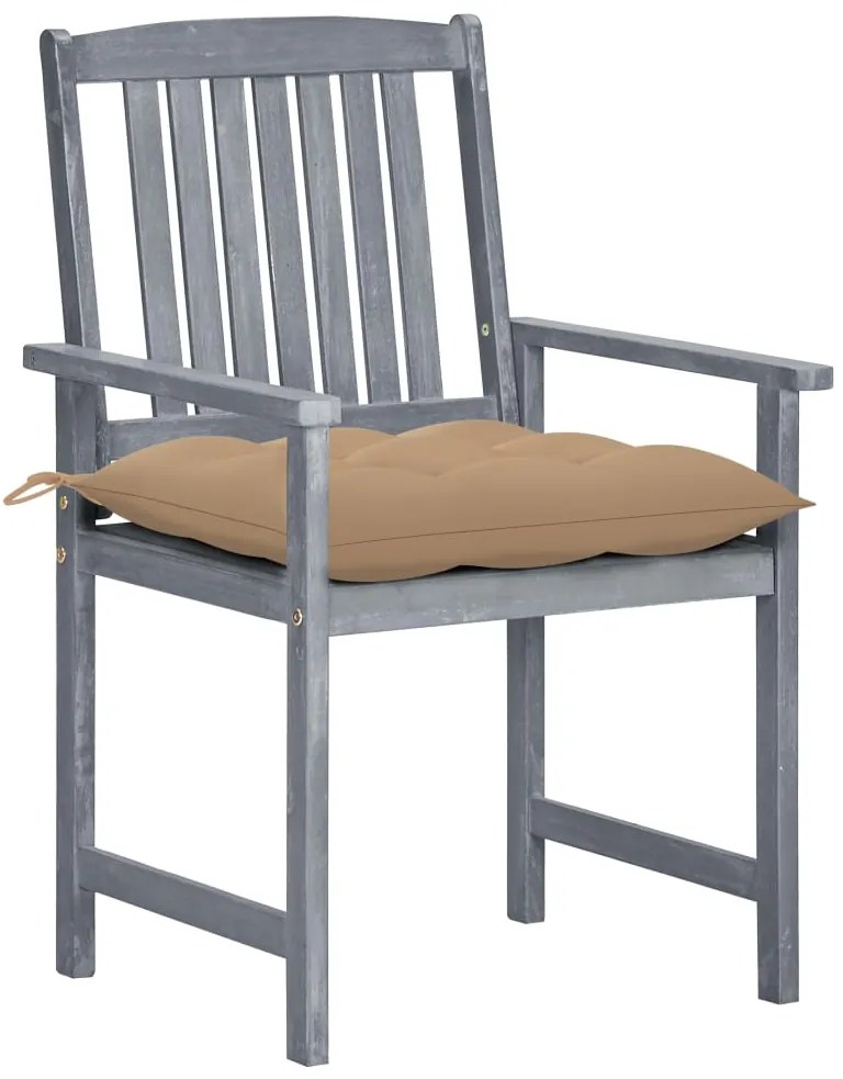 Cadeiras de jardim c/ almofadões 8 pcs acácia maciça cinzento