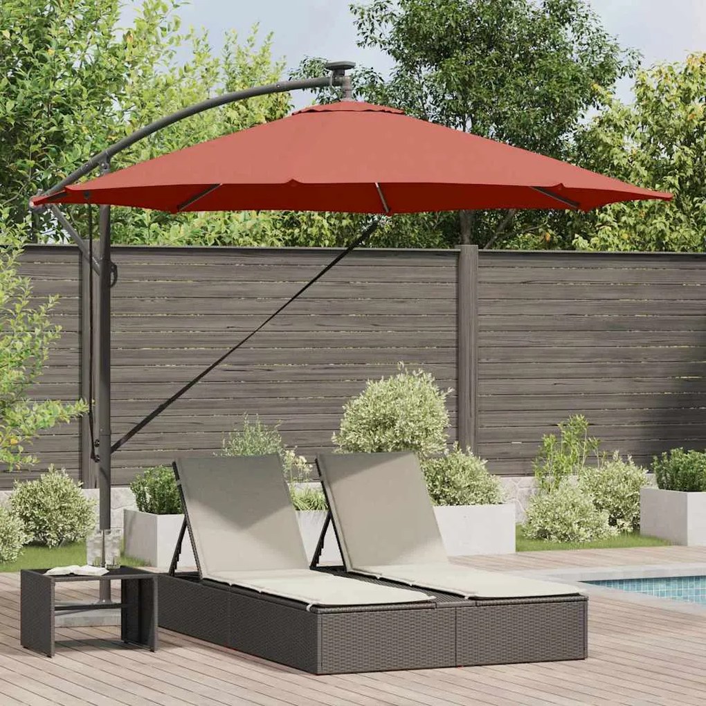 vidaXL Guarda-sol de Bananeira Cantilever Terracota 294 x 294 x 248 cm