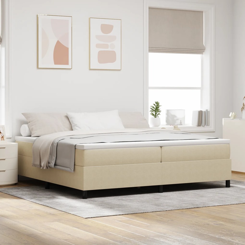 Cama Box Spring vidaXL Verde Claro Cinza 200x200 cm Tecido de Cotelê