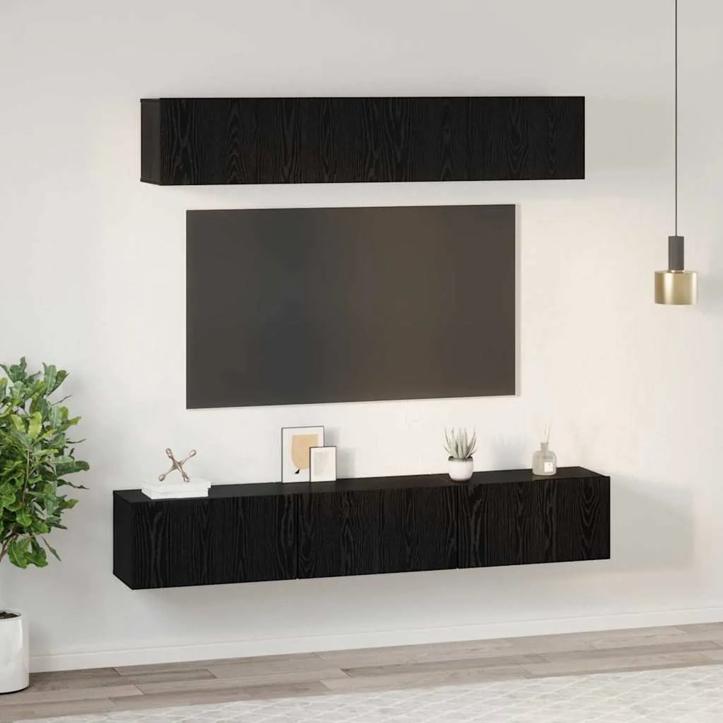 Conjunto de móvel de TV com prateleira com armazenamento com porta 5 p