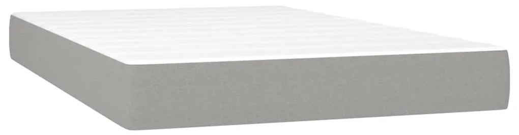Cama box spring c/ colchão e LED 120x190 cm tecido cinza-claro
