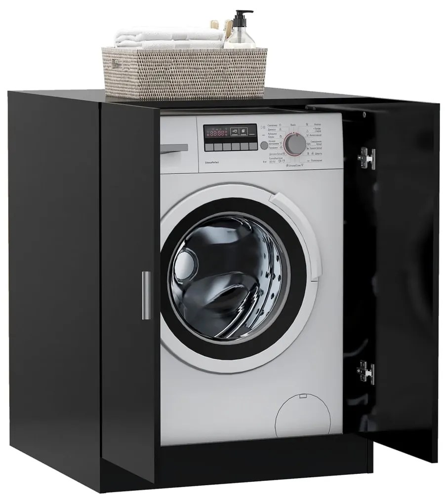 Armário para máquina de lavar roupa preto