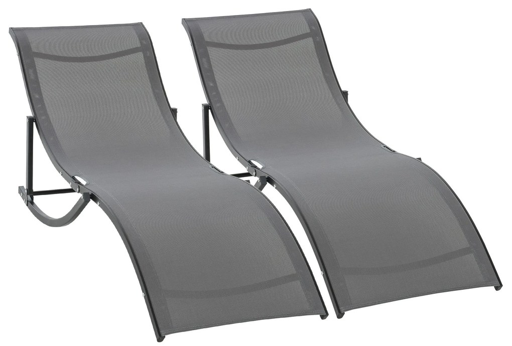 Conjunto 2 Espreguiçadeiras Ergonômicas Dobráveis em Forma de S com Es