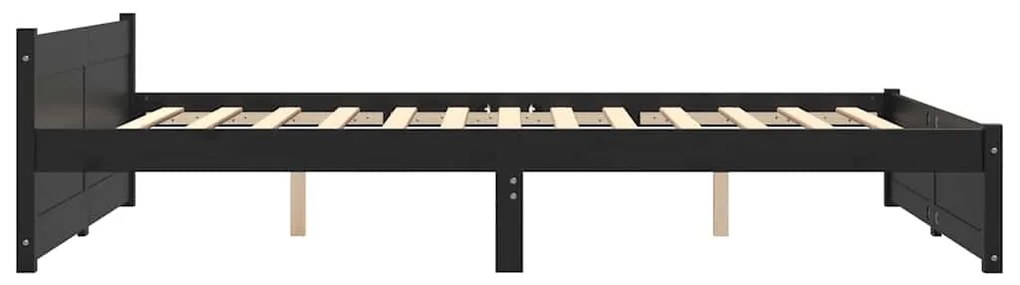 Estrutura de cama casal 135x190 cm madeira maciça preto