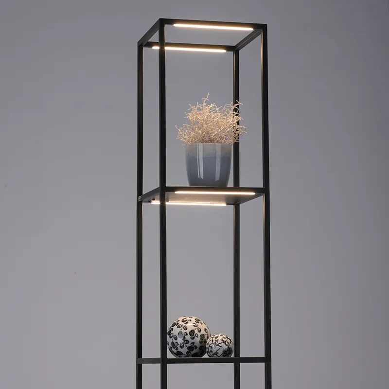 Candeeiro de pé design preto com LED e dimmer tátil - Jitske Clássico / Antigo