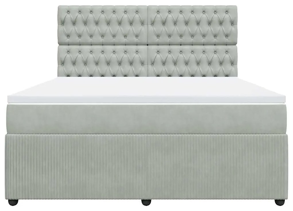 Cama com molas/colchão 180x200 cm veludo cinzento-claro