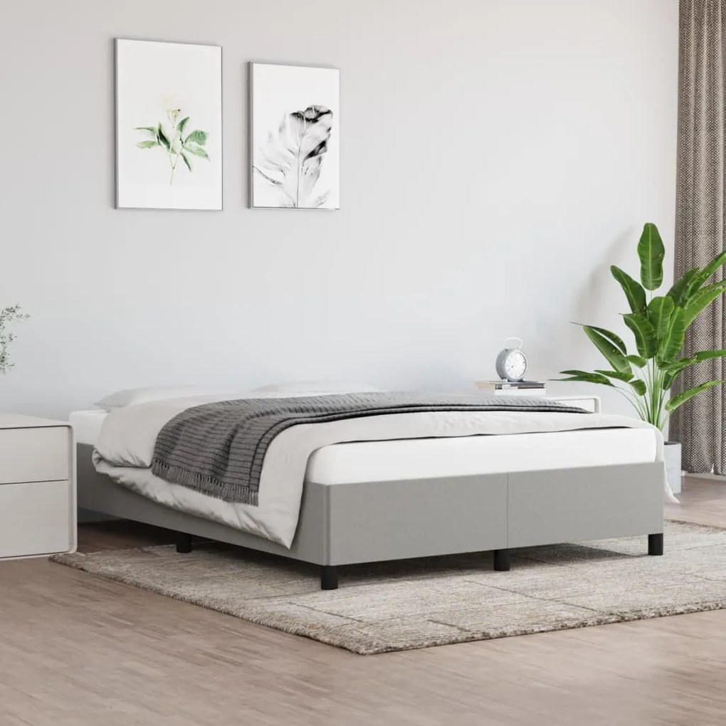 vidaXL Estrutura de cama sem colchão 140x190 cm tecido cinzento-claro