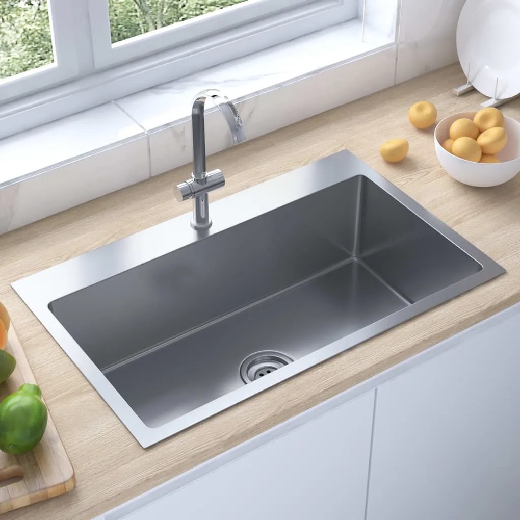 51514 vidaXL Lava-louça de cozinha artesanal aço inoxidável