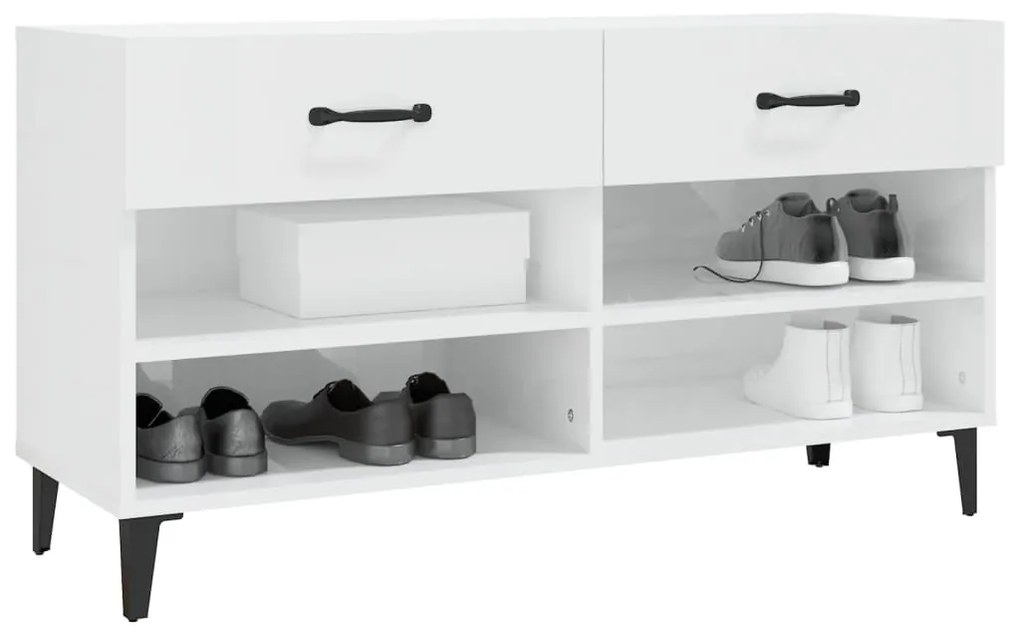 Sapateira 102x35x55 cm derivados de madeira branco brilhante