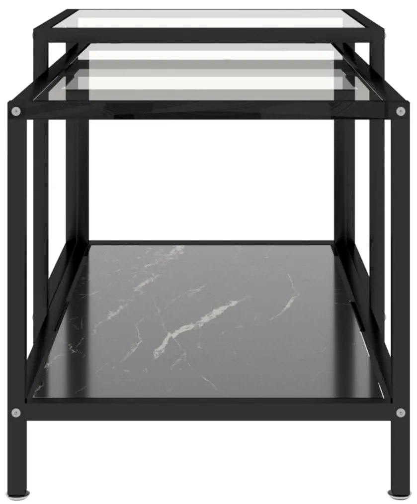 Mesas de centro 2 pcs vidro temperado preto
