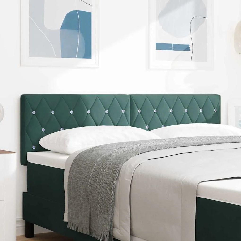 vidaXL Cabeceira de Veludo Argyle Manual Verde Escuro 160 cm Veludo