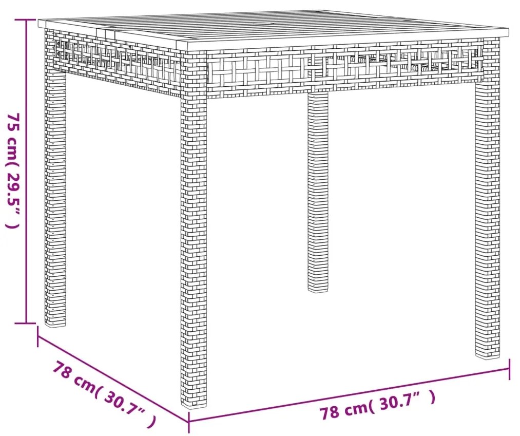 3 pcs conjunto de jantar p/ jardim c/ almofadões vime PE cinza