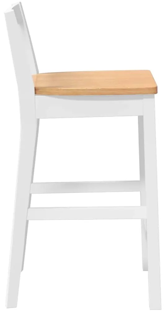 Bancos de bar 2 pcs madeira de seringueira maciça branco