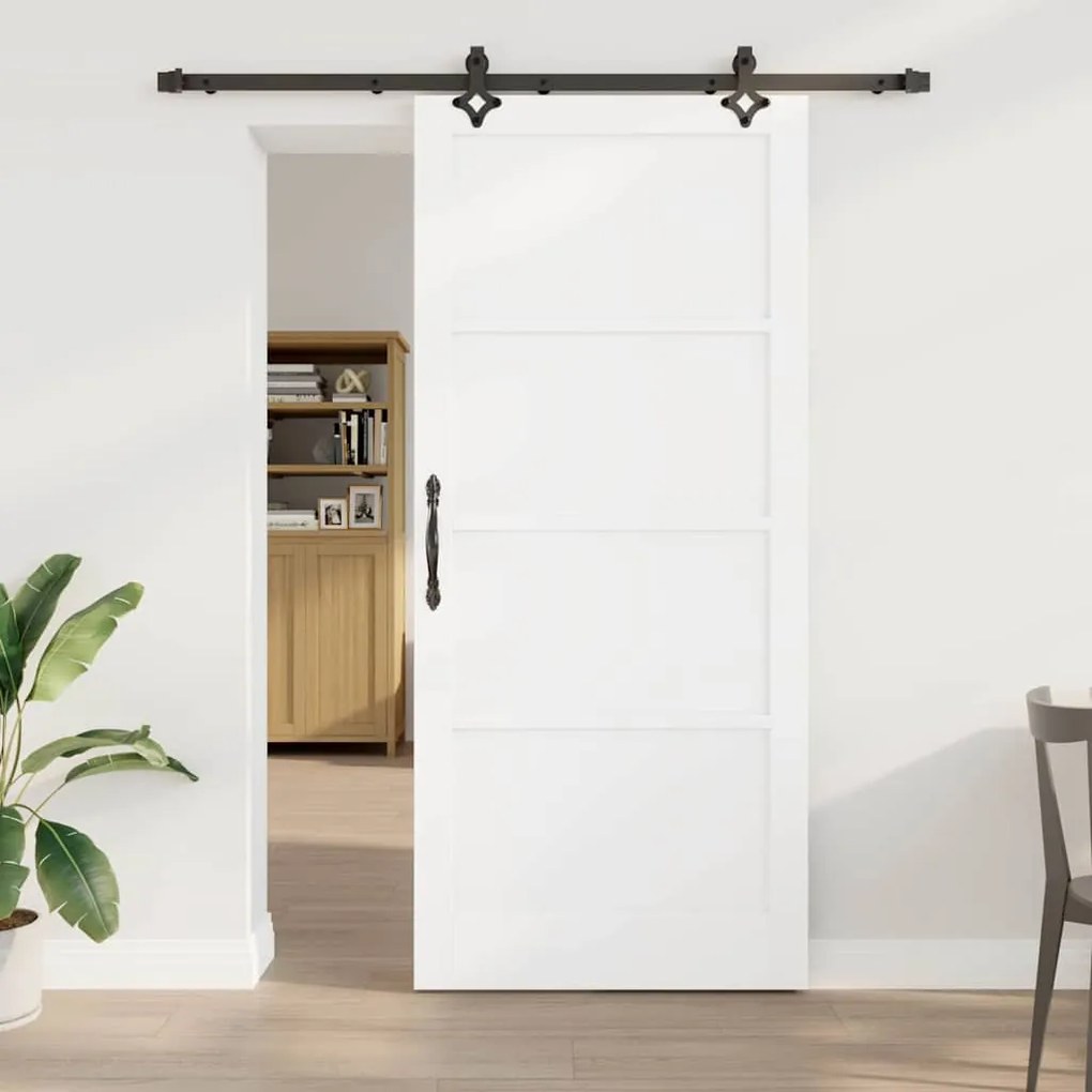 vidaXL Porta Deslizante Branco e Preto 93 x 211 cm