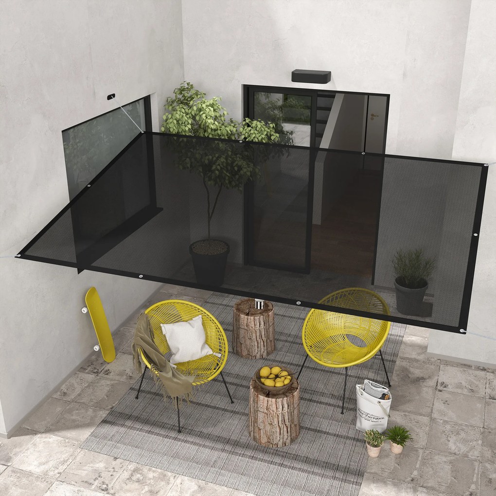 Toldo Vela de Sombra Retangular 3x2 m Toldo Vela para Jardim Proteção Solar 65% Transpirável e Anticongelante para Pátio Preto