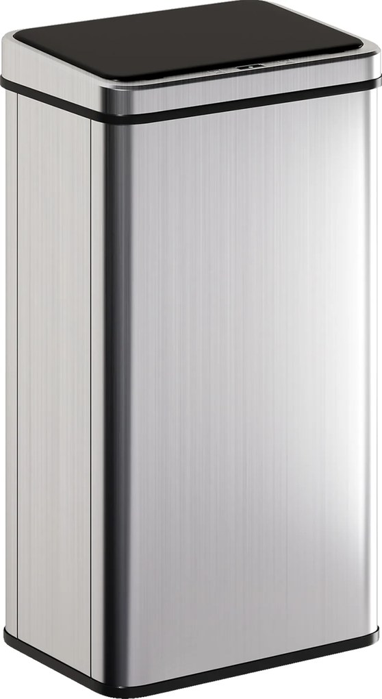 HOMCOM Lixeira Sensor 50L Aço Inox Lixeira Automática com Tampa Soft-Close Sensor de Movimento 35,5 x 26 x 67 cm Prata | Aosom Portugal