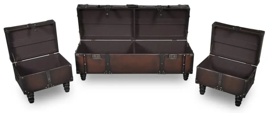 Conjunto bancos de arrumação 3 pcs castanho