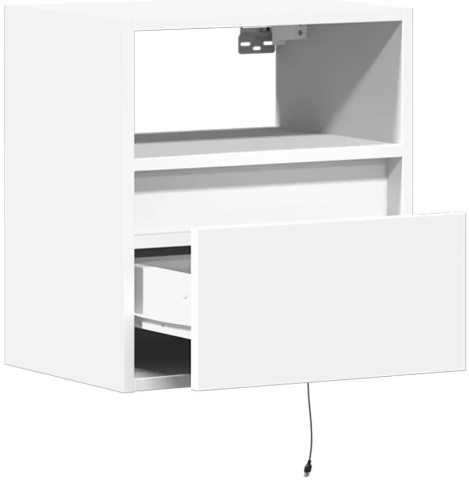 Móveis de parede p/ TV com luzes LED 2 pcs 41x31x45 cm branco