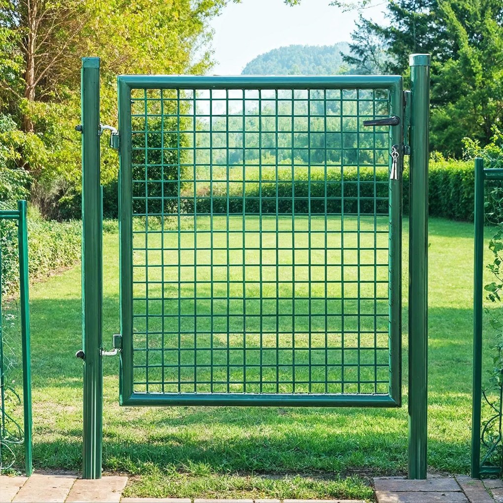 Portão de jardim, porta de jardim, aço galvanizado 106 x 6 x 145 cm Verde