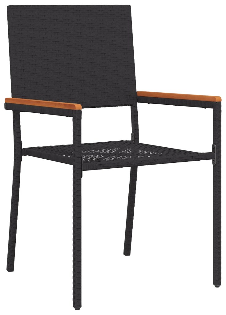 Conjunto de Jantar de 9 Peças Preto Rattan Poliéster