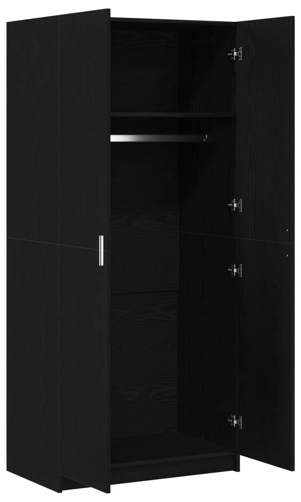 Guarda-roupas Preto Carvalho 80x51x180 cm Madeira de engenharia