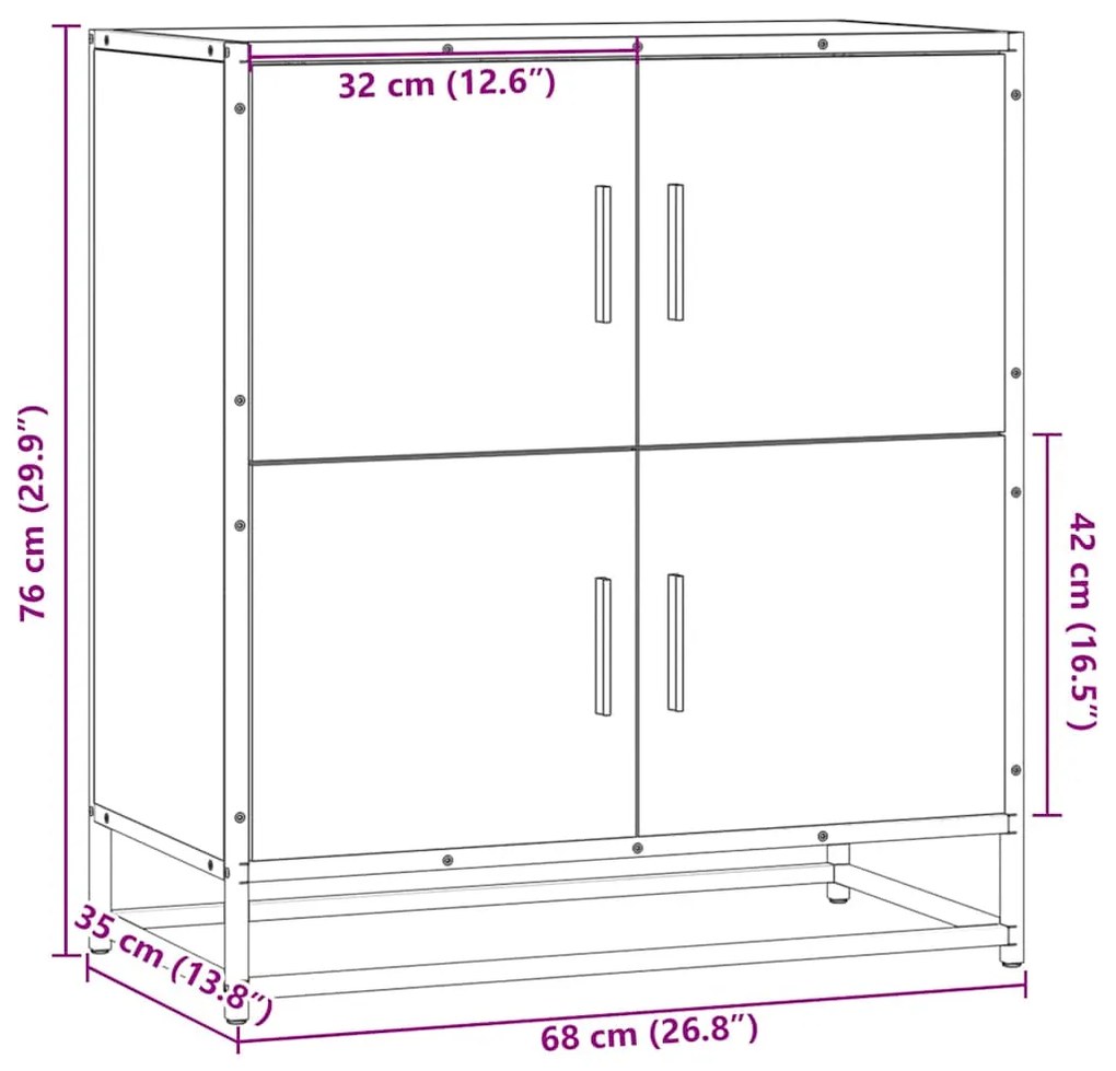 Aparador 68x35x76 cm deriv. de madeira cinzento sonoma