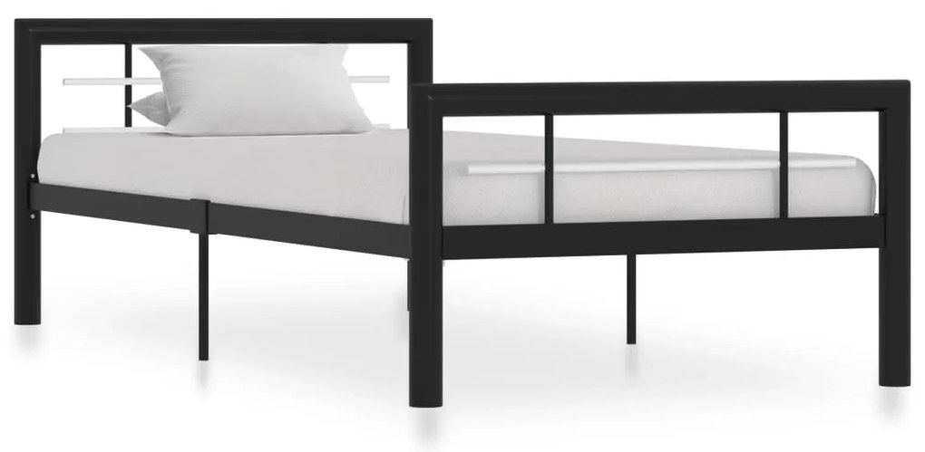 Estrutura de cama 90x200 cm metal preto e branco
