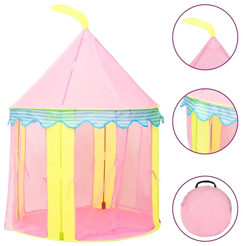 Tenda de brincar infantil com 250 bolas 100x100x127 cm rosa