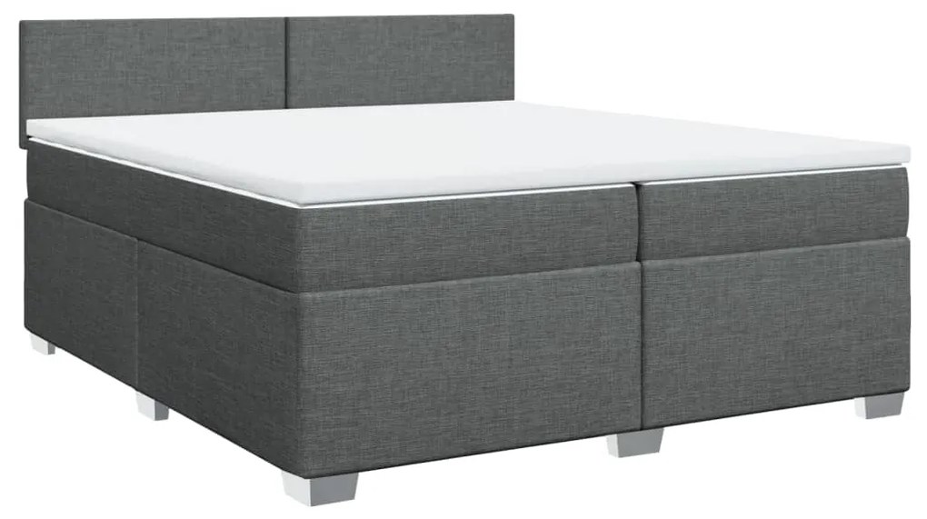 Cama com molas/colchão 200x200 cm tecido cinzento-escuro