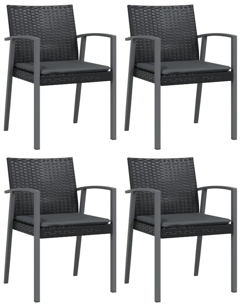 5 pcs conjunto de jantar p/ jardim c/ almofadões vime PE e aço