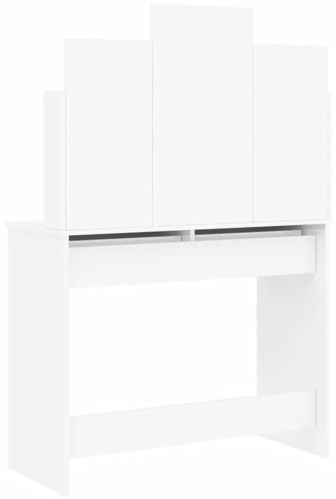 Toucador Merryl - Com Espelho - 96x39x142 cm - Branco Brilhante