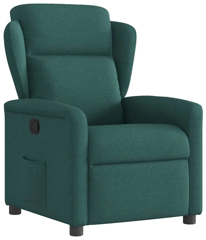 vidaXL Poltrona reclinável tecido verde-escuro