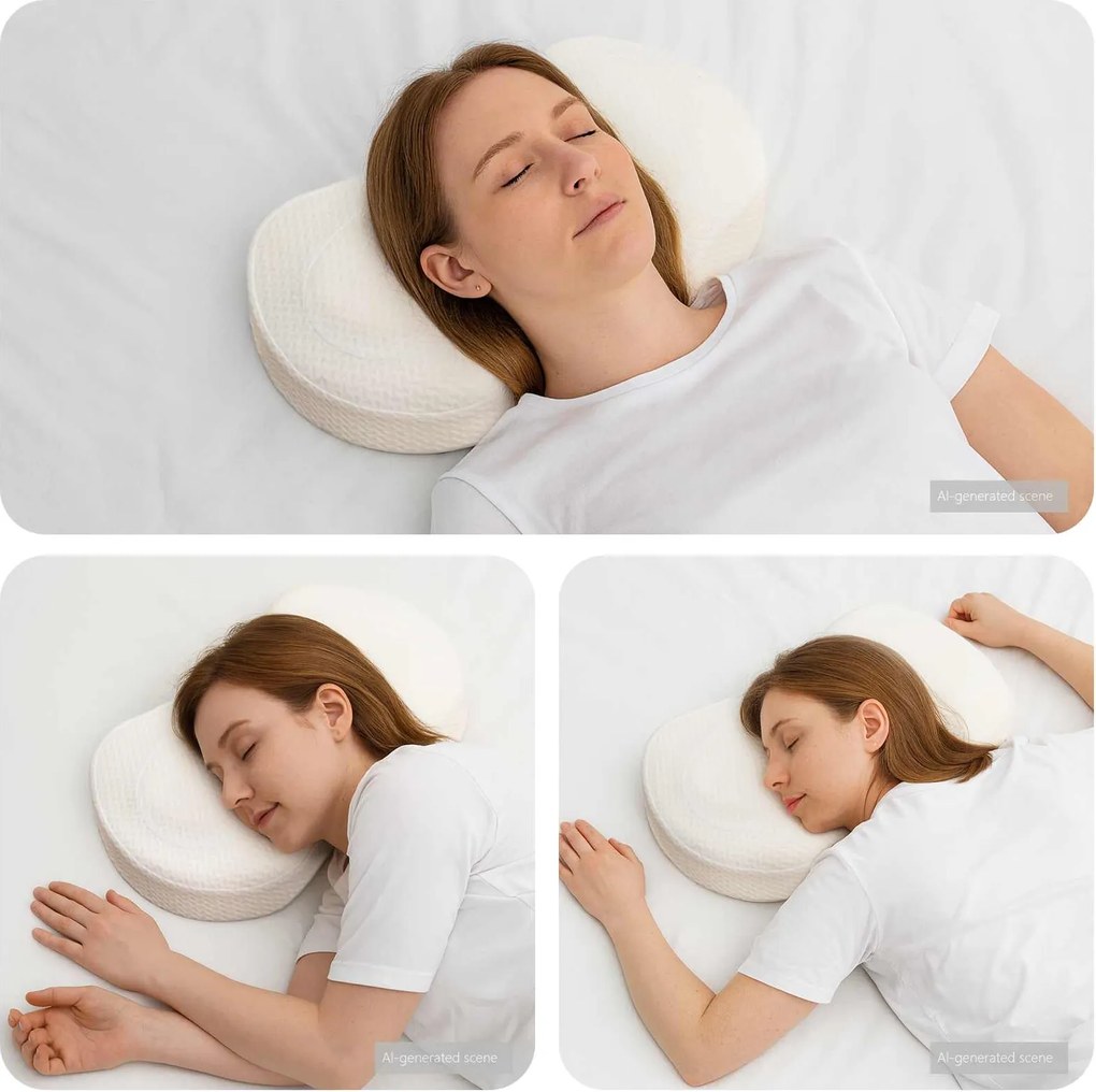 vidaXL Travesseiro para o Pescoço Branco 53 x 35 x 11 cm Poliéster