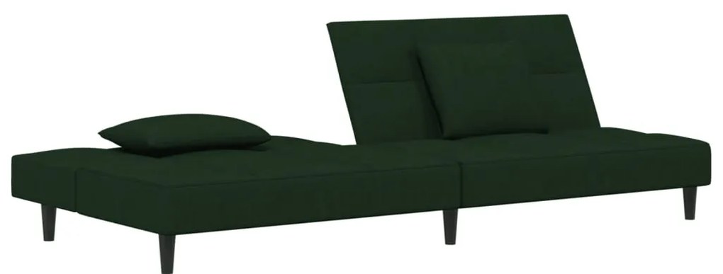 Sofá-cama 2 lugares com duas almofadas veludo verde-escuro