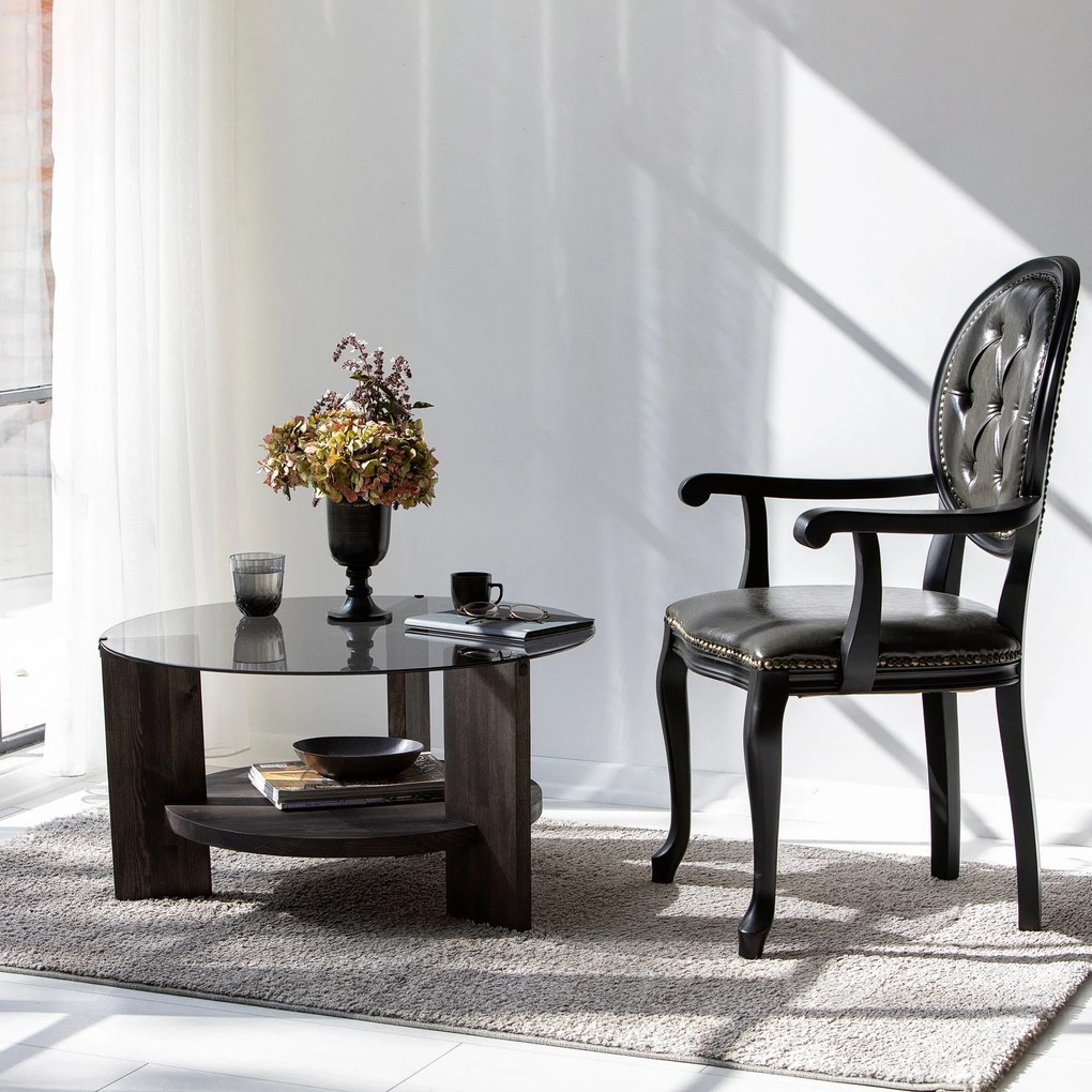 Mesa de Centro Mahal – Antracite/Dark Brown – 75x40x75 cm