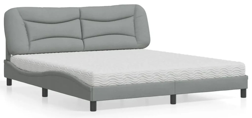 vidaXL Cama com colchão Hvar 180x200 cm tecido cinzento-claro