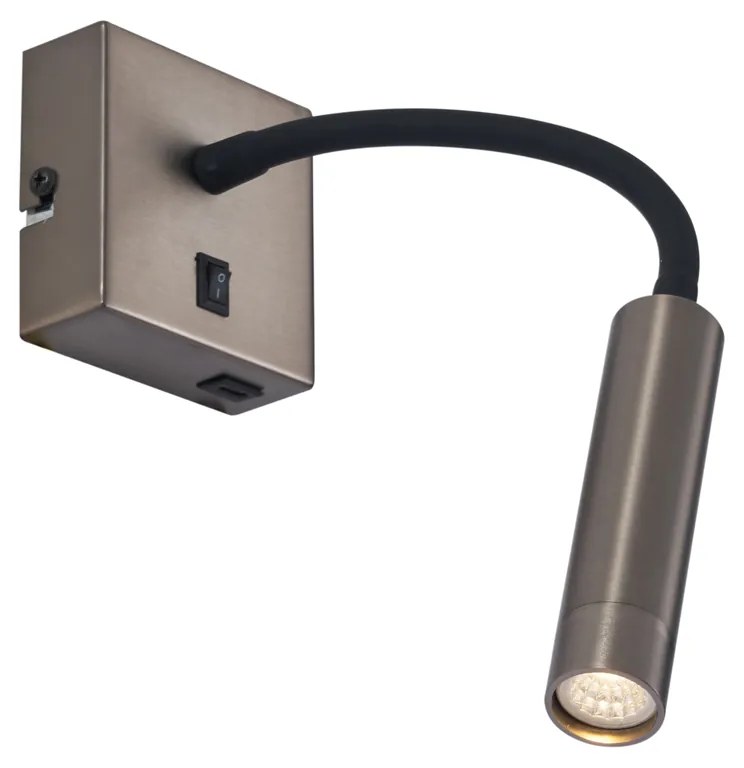 Candeeiro de parede moderno cor de chumbo com USB-C - Gosna Moderno