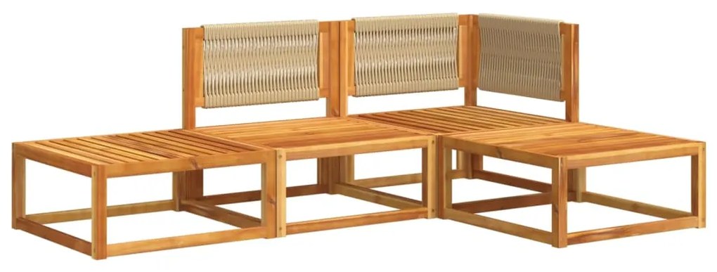 4 pcs conjunto de sofás de jardim com almofadões acácia maciça