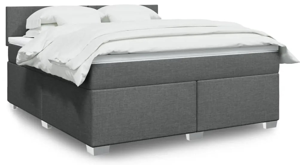 vidaXL Cama com molas/colchão 180x200 cm tecido cinzento-escuro