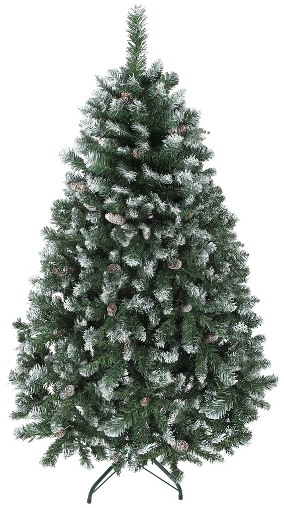 Árvore de Natal Artificial 150 cm Árvore de Natal com 581 Ramos com Efeito Neve 44 Pinhas Verde