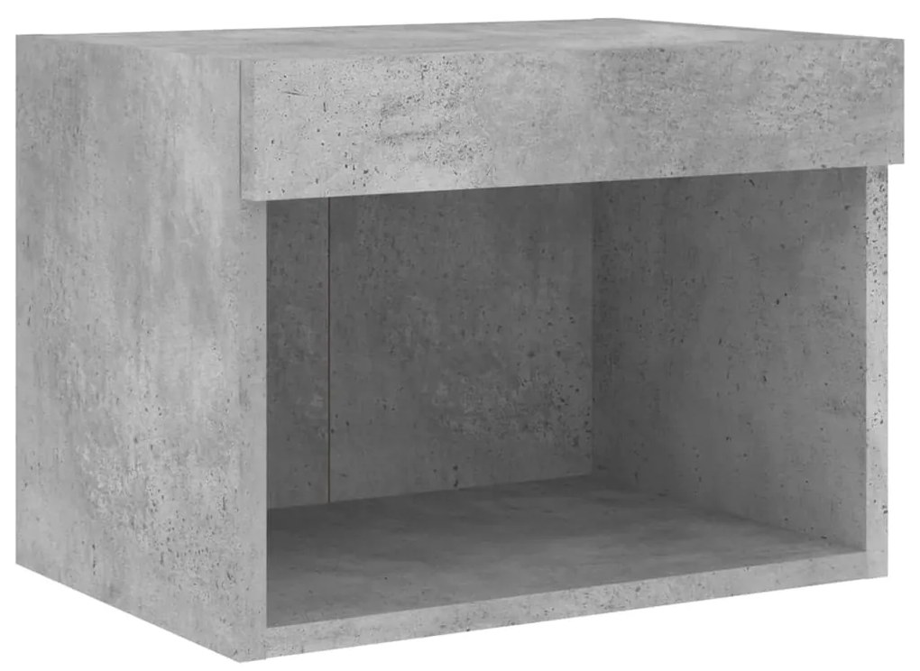Mesa de cabeceira de parede com luzes LED cinzento cimento