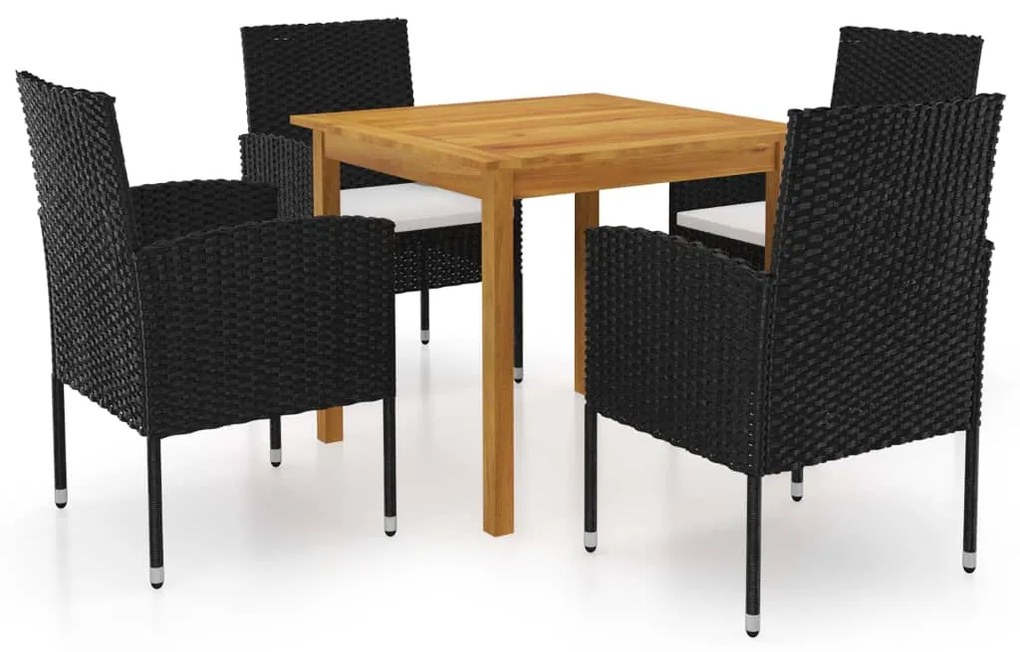 vidaXL 5 pcs conjunto de jantar para jardim preto