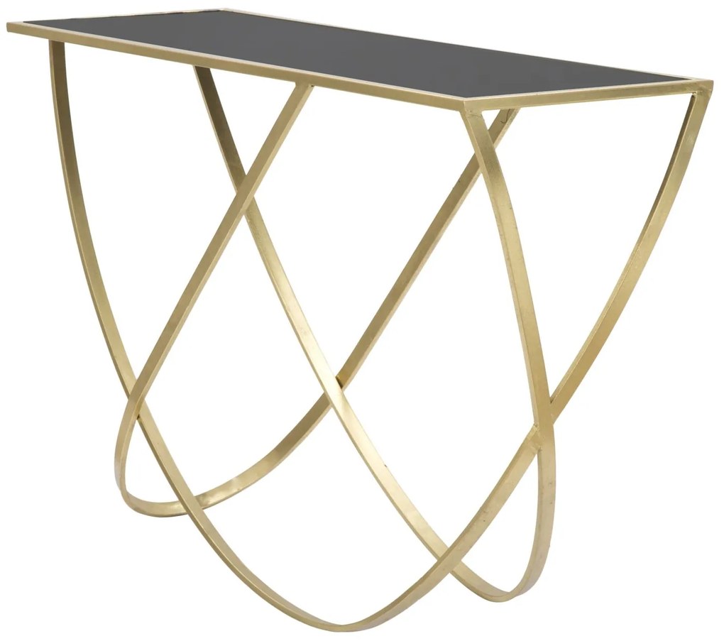 MESA CONSOLA ANELAR 120X40X79 CM DOURADA E PRETA