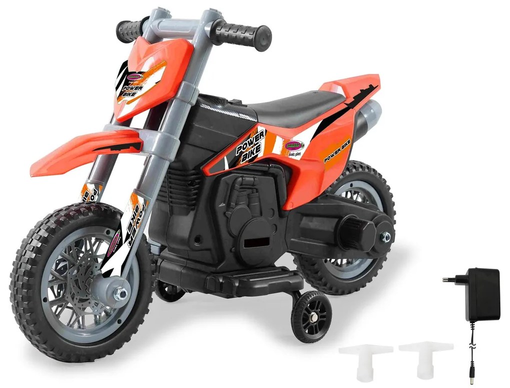 Mota elétrica infantil a bateria Power Bike 6V Laranja