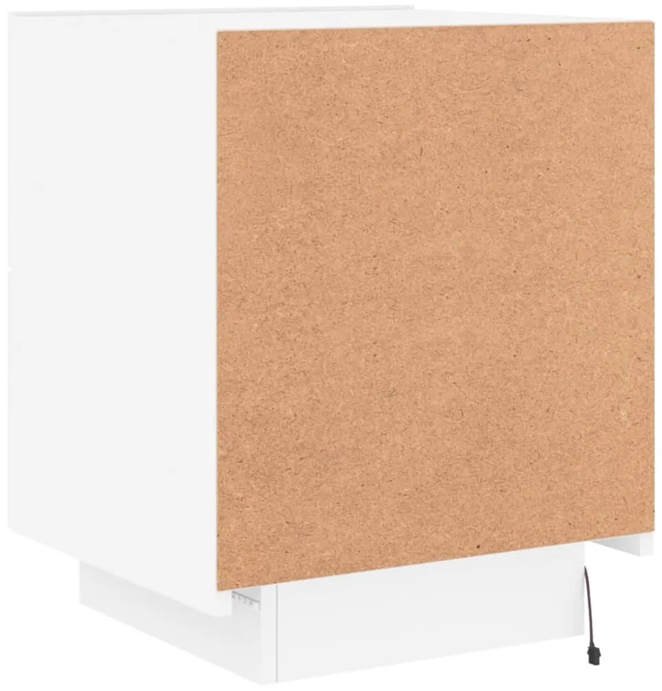 Mesa de cabeceira com luzes LED derivados de madeira branco