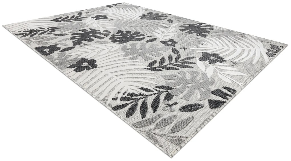 Carpet Structural BOTANIC 65245 Monstera sai tecido plano na varanda, terraço - cinza
