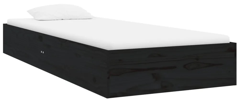 Estrutura cama pequena solteiro 75x190 cm madeira maciça preto