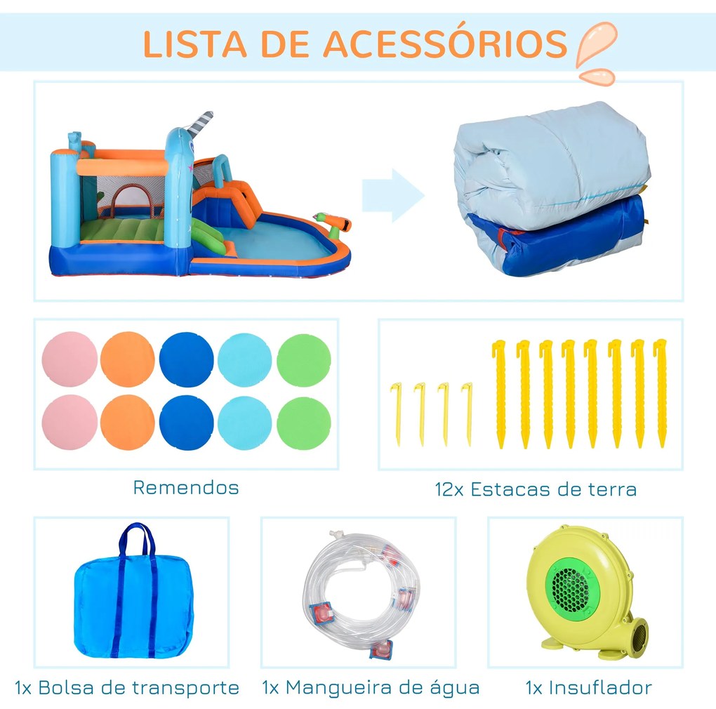 Parque Aquático / Castelo Insuflável para Crianças de 3-8 Anos com Esc